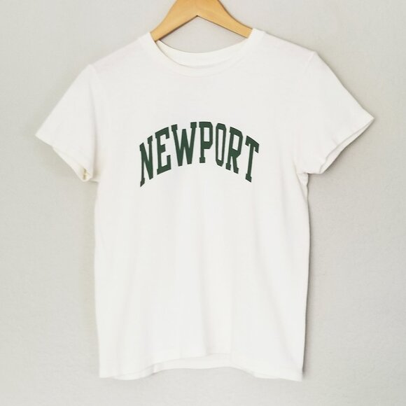 Brandy Melville John Galt Cream New Port Short Sleeve T Shirt Tee 100% Cotton OS - Picture 1 of 10